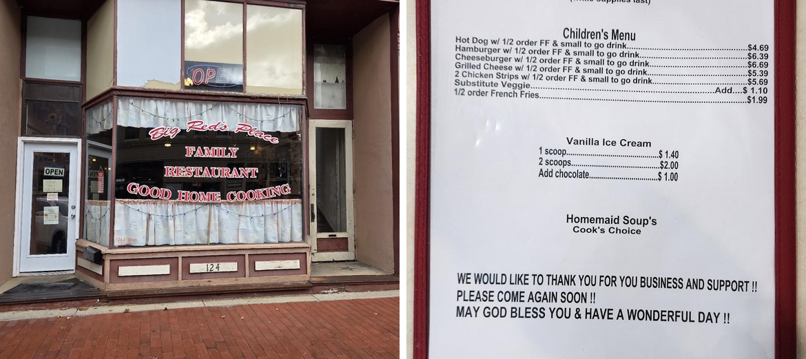 Big Red's Place Menu